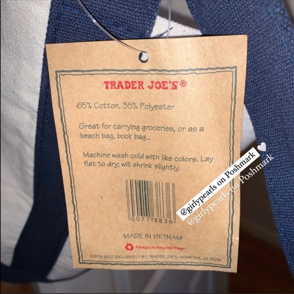 Trader Joe's Tote Bag Cotton Reusable Washable NEW - Picture 10 of 10
